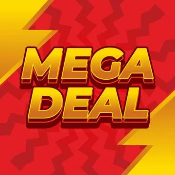 Mega deal. Text effect in 3D look for promotional ads. Square size Stock Illustration