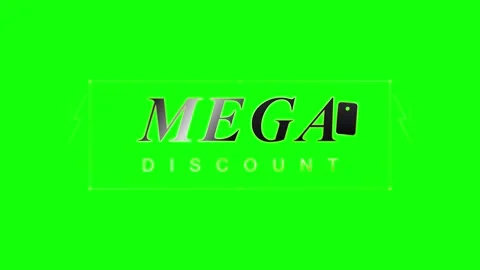 Mega discount animated text overlay on green screen for sales and marketing.. Stockbeeldmateriaal 344855307