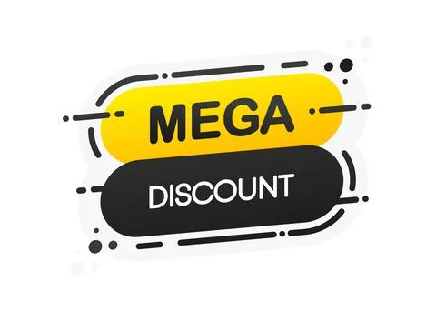 Mega Discount flat banner on white background. Mega Sale. Abstract design. Ve Stock Illustration