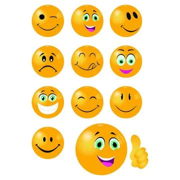 A mega emoticon faces set of vector illustration Stock Illustration