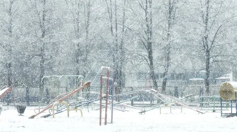 Mega extra big global snowfall loop on playground Stock Footage 48995851