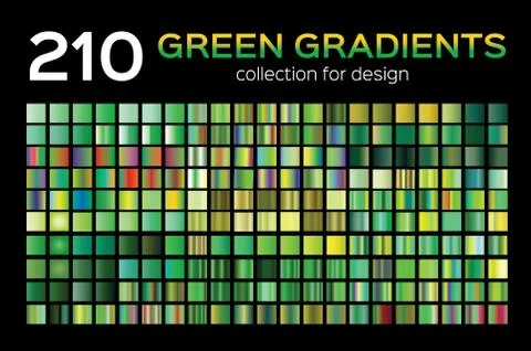 Mega Green Gradient Set. 210 Big Collection. Easy to use for Background, filling Stock Illustration