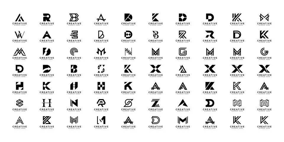 Mega logo monogram, initial, alphabet, and letter logo collection a - z Stock Illustration