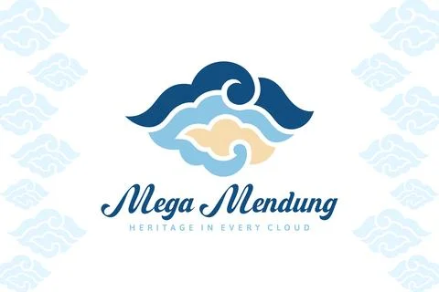Mega mendung batik vector logo design with blue cloud patterns Ilustración de archivo