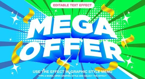 Mega offer 3d editable text effect Stock Illustration