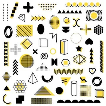 Mega pack of memphis geometric shapes isolated Stock Illustration