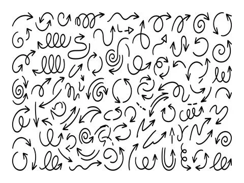 Mega pack of messy doodle arrows line art vector illustration creative mega Stock Illustration