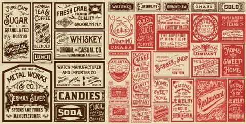 Mega pack old advertisement designs and labels - Vector illustration Stock Illustration