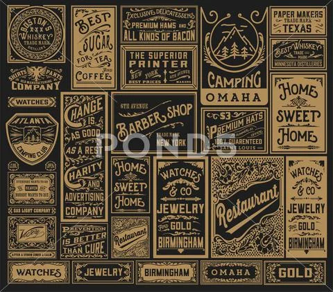Mega Pack Of Old Advertisement Designs And Labels - Vector Illustration