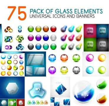 Mega pack of vector glass glossy design elements 스톡 일러스트