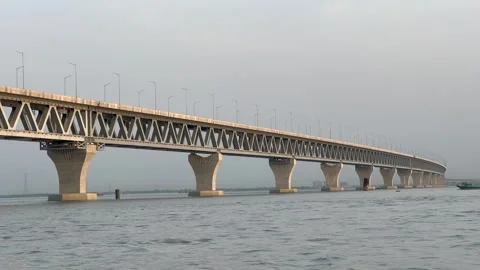 Mega Project of Bangladesh. Padma Multipurpose Bridge. Stock Footage 259197695
