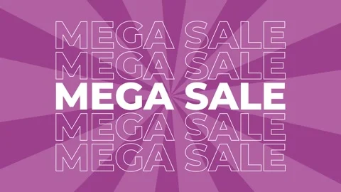 Mega sale 2D typography text animation graphics with spiral coloured digital Video stock 340545284