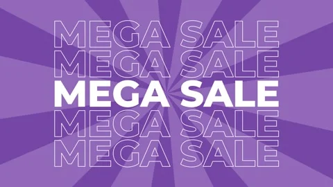 Mega sale 2D typography text animation graphics with spiral coloured digital Video stock 340545290