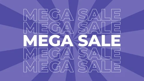 Mega sale 2D typography text animation graphics with spiral coloured digital Video stock 340545298