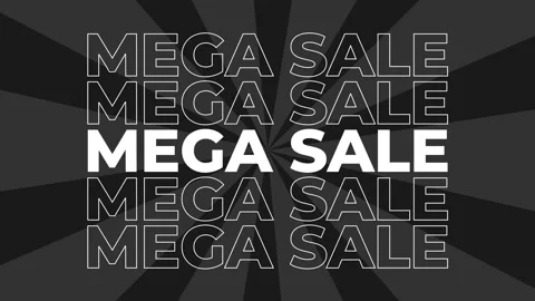 Mega sale 2D typography text animation graphics with spiral coloured digital Video stock 340545436