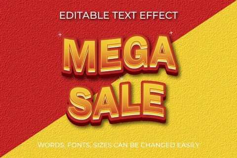 Mega sale 3d editable text effect Stock Illustration