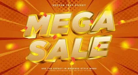 Mega Sale 3D editable text effect Template イラスト素材
