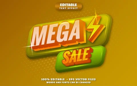 Mega Sale 3D Editable Text Effect Vector Design 库存插图
