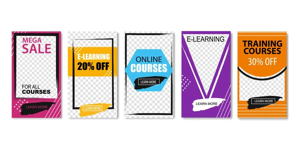 Mega Sale for All Online Courses, E-learning. Stock Illustration