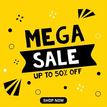 Mega Sale banner design template, special offer, vector illustration Stock Illustration