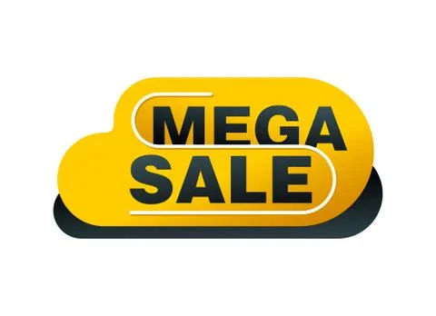 Mega sale button or banner template Stock Illustration