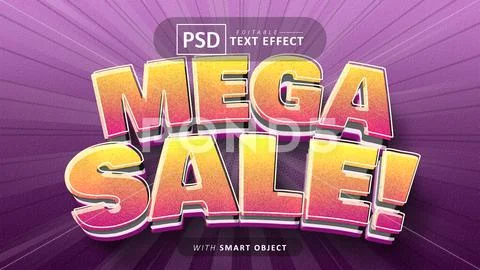 Mega sale cartoon style text effect editable PSD Template