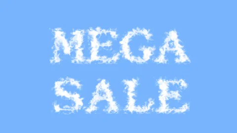 Mega Sale cloud text effect sky isolated background Stock Footage 139636402