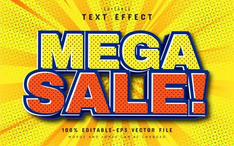 Mega sale comic style text effect editable Illustrazione stock