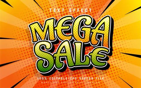 Mega sale comic style text effect Stock Illustration