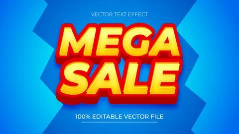 Mega Sale editable text effect yellow and red gradient modern comic style Illustrazione stock