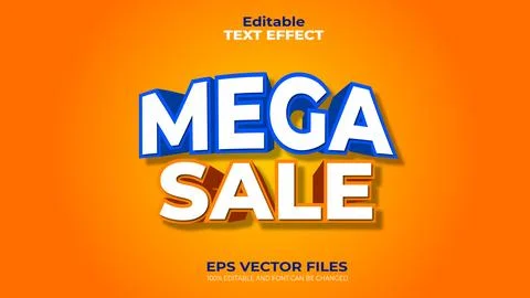 Mega Sale EPS Editable Text Effect and font can be changed Stock Illustration