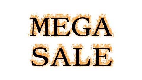 Mega Sale fire text effect white isolated background Stock Footage 137992731
