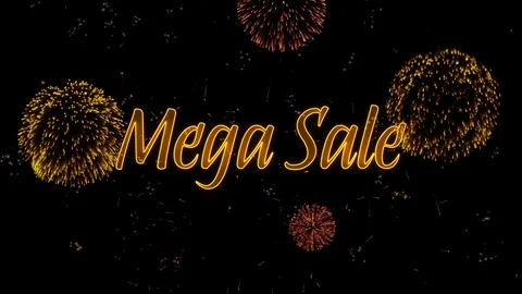 Mega Sale Greeting text with particles, colored fireworks, sparks and stars 動画素材 99053000