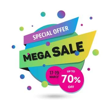 Mega Sale - modern vector illustration of discount promo Stock Illustration
