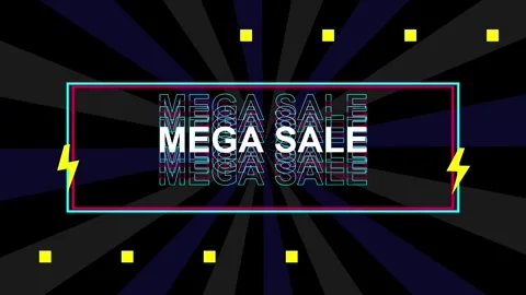 Mega sale motion graphic featuring dynamic text animation and promotional Video stock 345660390