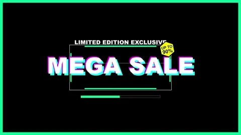 Mega sale motion graphic featuring dynamic text animation and vibrant Stock Footage 345660397