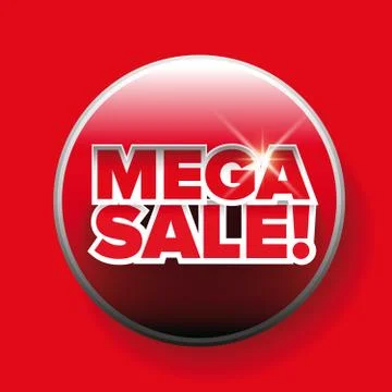 Mega sale red button vector Stock Illustration