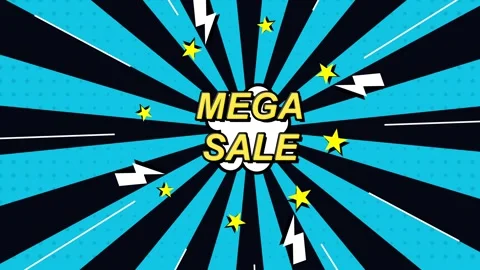 Mega Sale Retail Discount Comic Pop Art Background Stock Footage 344015677
