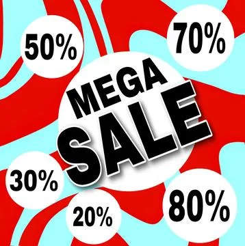 Mega sale template design for web or social media, Sale special up to 20 30 50 Stock Illustration