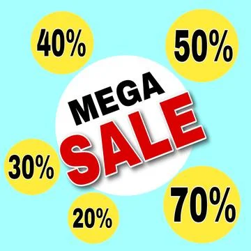 Mega sale template design for web or social media, Sale special up to 20 30 40 Stock Illustration