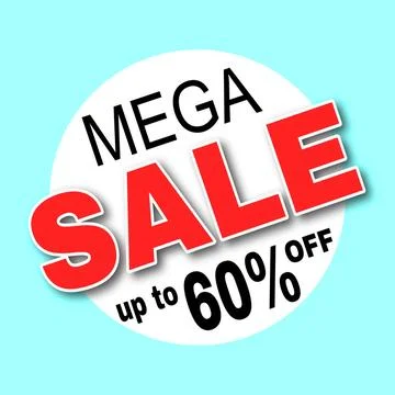 Mega sale template design for web or social media, Sale special up to 60 off. Stock Illustration