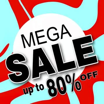 Mega sale template design for web or social media, Sale special up to 80 off. Stock Illustration