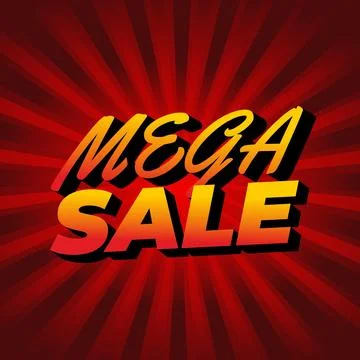 Mega sale. Text effect in 3D look with modern colors. Square shape Stock Illustration