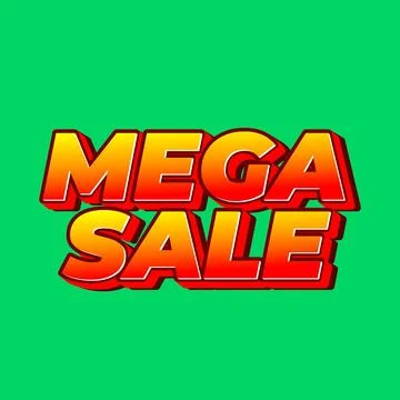 Mega sale. Text effect in 3D look with modern colors. Square shape Stock Illustration