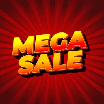 Mega sale. Text effect in 3D look with modern colors. Square shape Stock Illustration