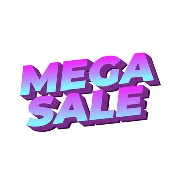 Mega sale. Text effect in 3D look with modern colors. Square shape Stock Illustration