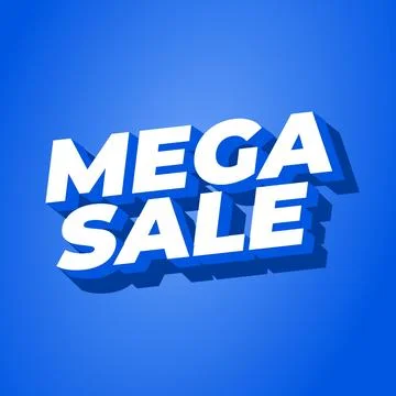 Mega sale. Text effect in 3D look with modern colors. Square shape Stock Illustration