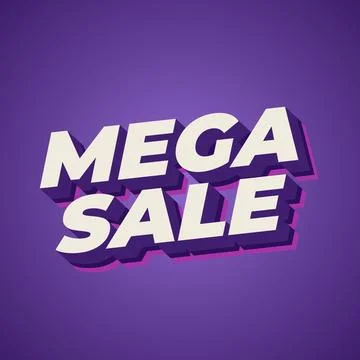 Mega sale. Text effect in 3D look with modern colors. Square shape Stock Illustration