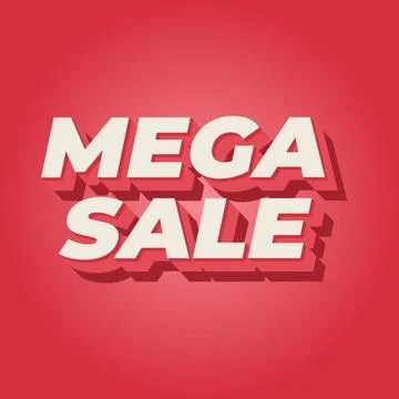 Mega sale. Text effect in 3D look with modern colors. Square shape Stock Illustration