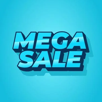 Mega sale. Text effect in 3D look with modern colors. Square shape Stock Illustration